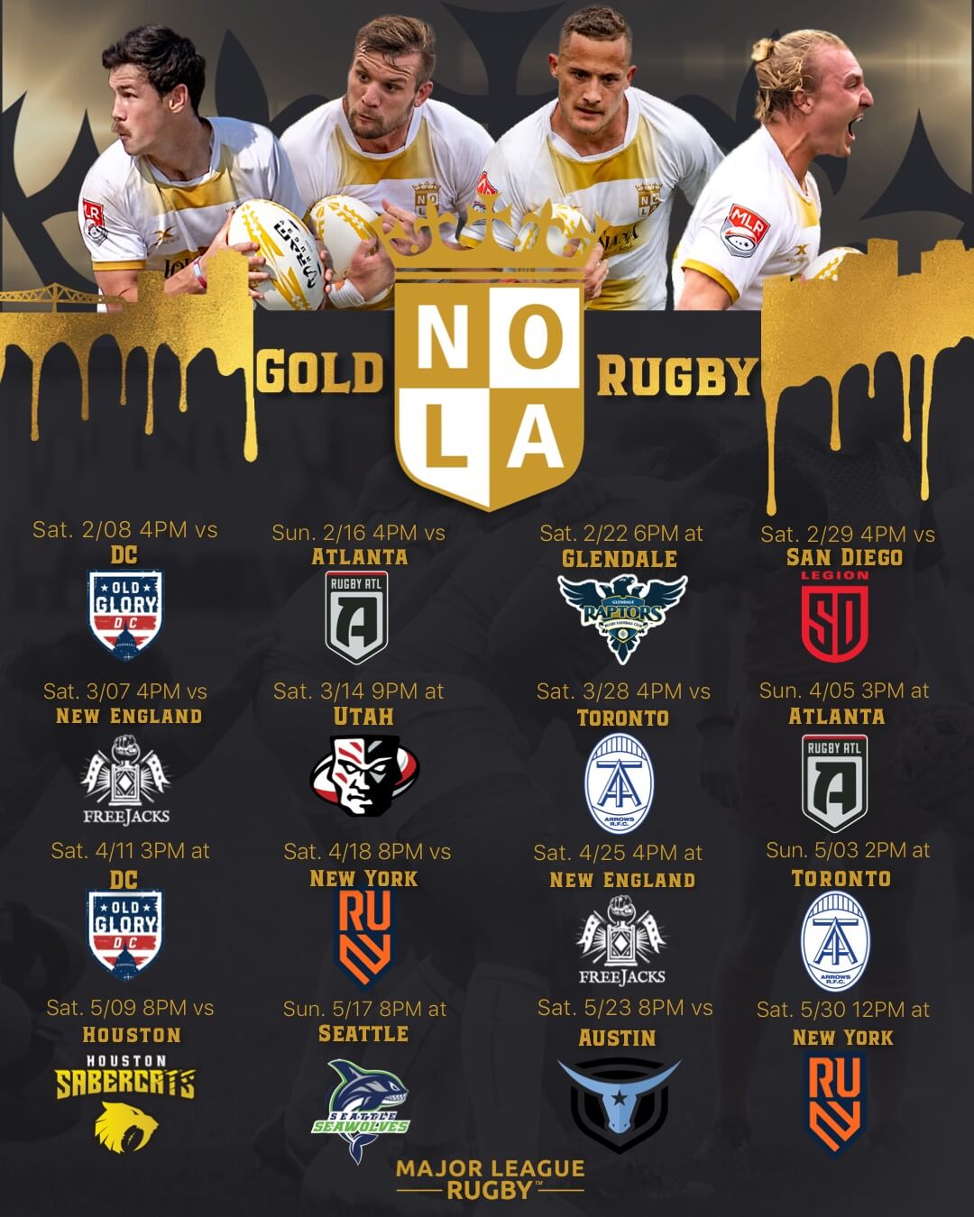 MLR Releases 2020 Schedule NOLA Gold Rugby